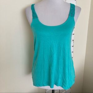 Moon & Sky Turquoise Crochet Tank Top Boho XS NEW Turquoise concert festival